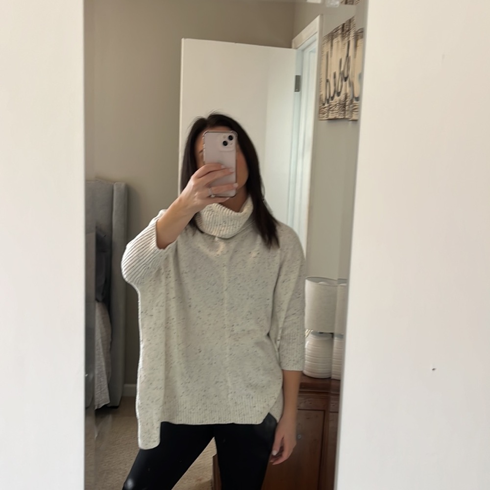 Loft size small poncho turtleneck sweater flecked